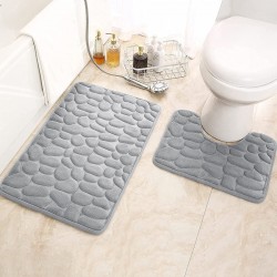 Thick embossed pebble coral fleece floor mats, bathroom floor mats, toilet U Two-piece set of absorbent bathroom floor mats