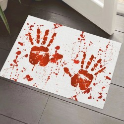 Factory direct cross-border Halloween bloody footprint crystal velvet floor mat, stain-resistant, wear-resistant doormat for bathroom. Slip mats