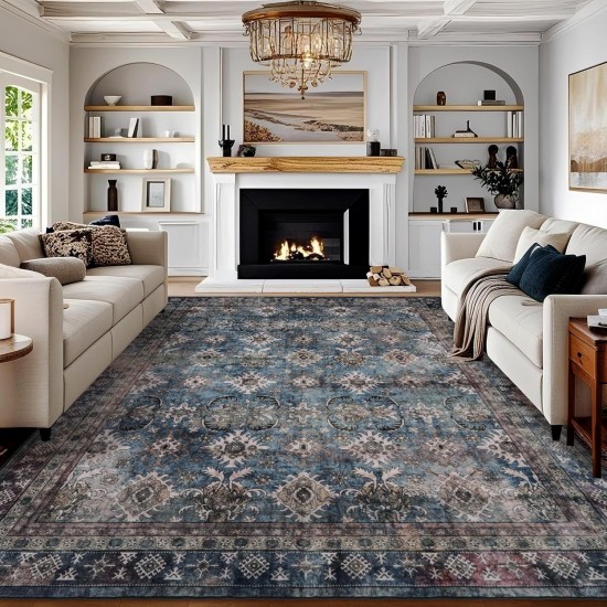 Cross-border retro abstract carpet, wear-resistant and stain-resistant carpet for the living room, bedroom balcony bedside blanket.