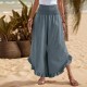 Four seasons European and American style women's 2025 new style fashionable gathered waist vacation-style ruffled hem wide-leg casual pants for women