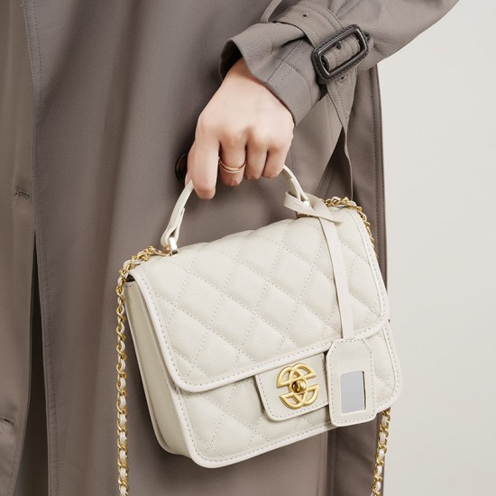 Classic cowhide bag, 2025 new style genuine leather women's crossbody bag, Chanel-style shoulder and chain bag