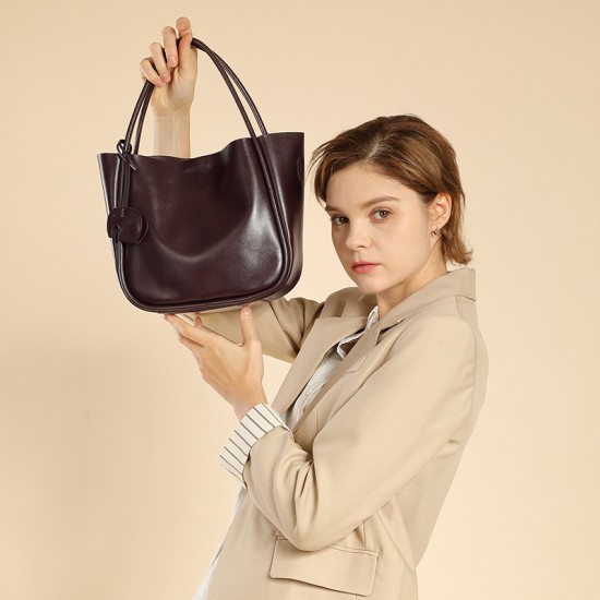 Cowhide Basket Single Shoulder Crossbody Tote Bag 2025 New Luxury Vegetable Basket Handbag Bucket Bag Fashionable