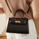 2025 Spring/Summer new women's bags, lightweight crossbody handbags, crocodile-patterned Kelly bags, small cowhide bags