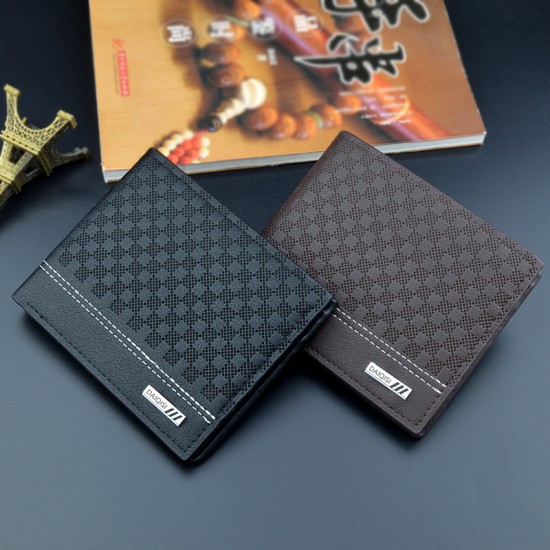 New style men's purse - short length, multi-card slot fashionable simple money clip, young man, thin soft leather bag with horizontal print, zero wallet
