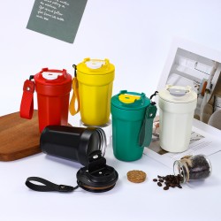 Cross-border 316 stainless steel octagonal coffee cup with handle, household vacuum double-layer insulated tumbler, outdoor car travel tumbler