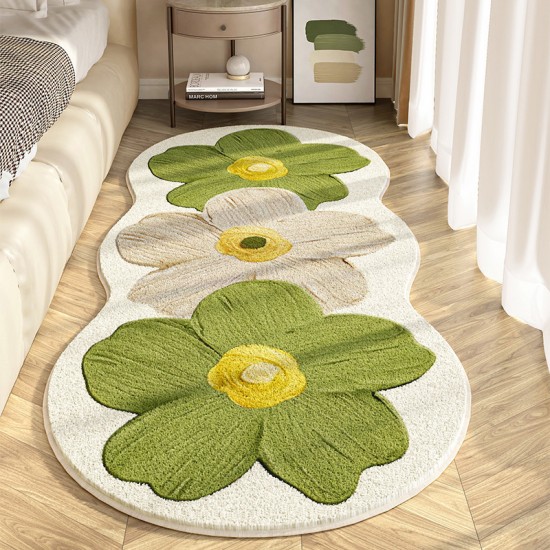 Cross-border temu popular small fresh floral rug, skin-friendly and comfortable bedside rug, easy-care rug for the living room coffee table