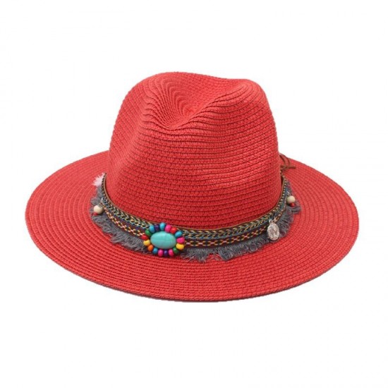 Cross-border ethnic jazz hat, spring/summer beach vacation straw hat, versatile casual beach hat, retro hat Cross-border ethnic jazz hat, spring/summer beach vacation straw hat, versatile casual beach hat, retro hat