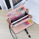 Handbag wallet - women's, long style, zipper snap, soft leather case, hand-held, fashionable, printed money clip with multiple card slots