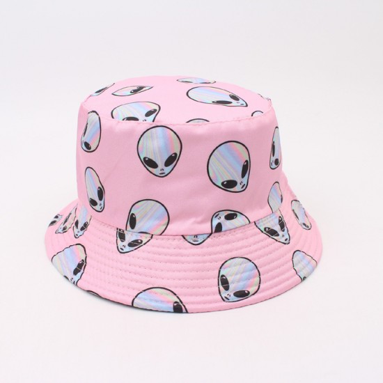 Overseas cartoon-printed yellow duck bucket hats, reversible bucket hats for couples with sun protection, bowler hats