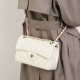 Top-grain cowhide bag, cowhide chain, Chanel-style fashionable diamond-patterned shoulder bag, small square genuine leather bag