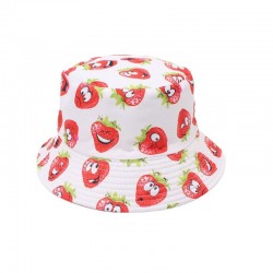 European and American creative strawberry print bucket hats for spring and summer outdoor leisure and sun protection, reversible hats
