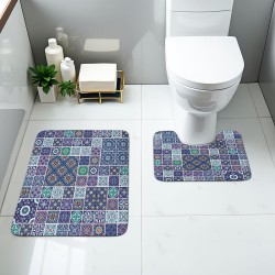 Cross-border modern minimalist diatom mud floor mat, absorbent and stain-resistant bathroom, U-shaped two-piece toilet mat set available for delivery.
