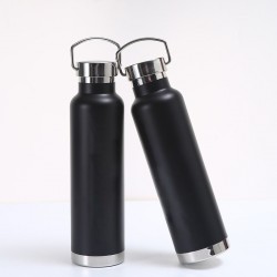 Cross-border Amazon stainless steel thermos with handle, portable American-style large-mouth sports water bottle, spray-coated hiking kettle