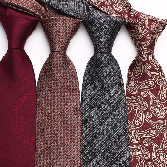Leier, in stock, burgundy striped tie, men's groomsmen wedding tie, yarn-dyed polyester business tie