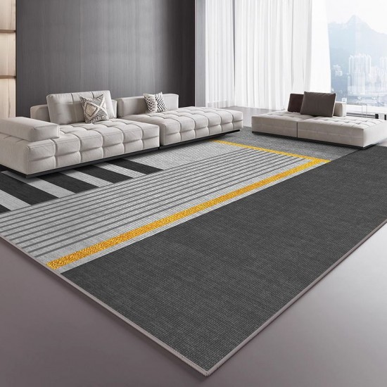 TEMU cross-border minimalist geometric living room carpet, wall-to-wall, non-slip, skin-friendly, absorbent bedside rug for bedroom sofas.