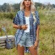 Spring and summer European style cross-border new style women's wear romantic resort print open cardigan no button coat for women 2025