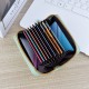 New women's card case - short style, zipper card case, student, mini portable card holder, checkered pattern, soft leather case, small purse