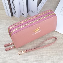 New style men's purse - short length, detachable zipper, multi-card slot, thin soft leather bag with horizontal print, minimalist small wallet