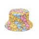 A reversible bucket hat with a cartoon yellow duck, outdoor sun protection, and a foldable bucket hat for women.