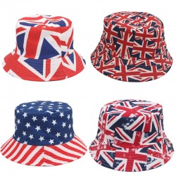 Overseas digital print reversible bucket hat, maple leaf flag sun protection sun hat, European and American outdoor bucket hat.