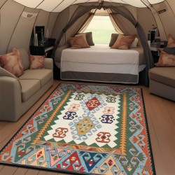 Cross-border vintage ethnic decorative carpet, stain-resistant and easy-care sofa blanket, living room wall-to-wall non-slip mat