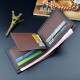 New style men's purse - short length, money clip, young man, multi-card slot card bag, fashionable patchwork casual thin soft leather bag