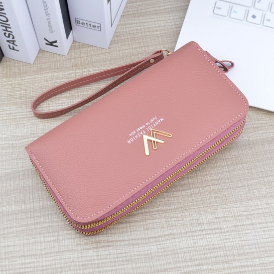 New style men's purse - short length, detachable zipper, multi-card slot, thin soft leather bag with horizontal print, minimalist small wallet