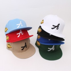 Spring and summer flat-brimmed hip-hop baseball cap, trendy letter A embroidered fashion hip-hop hat, trucker cap.