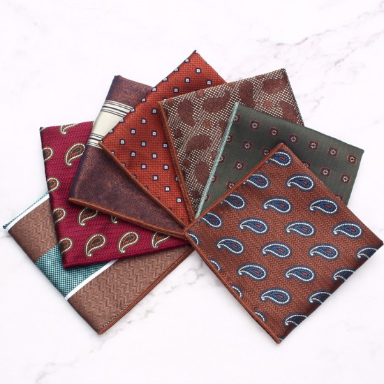 Men's suit, cashew flower pocket square, banquet, wedding photography, formal dress chest scarf, small square handkerchief, shirt pocket square.