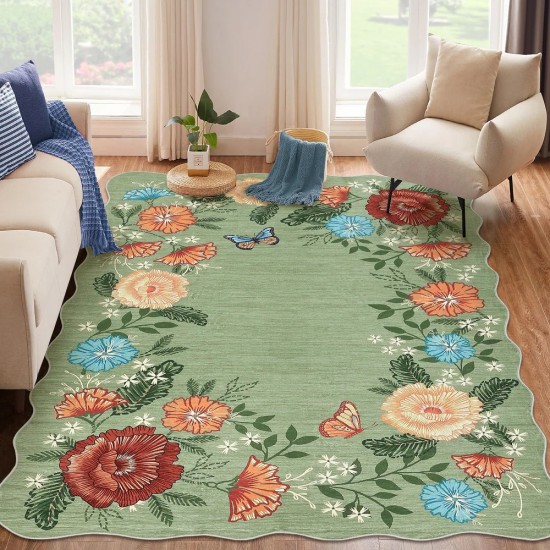 Cross-border Amazon vintage floral decorative rug, easy-care, non-slip sofa rug for large living room areas.