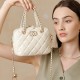 25 summer small Chanel diamond-patterned handbag Premium top-grain leather diamond-patterned chain bowling bag crossbody bag