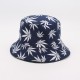 Reversible bucket hat, fashionable leaf print bucket hat, Korean style, versatile couple's sun hat, men's sun hat.