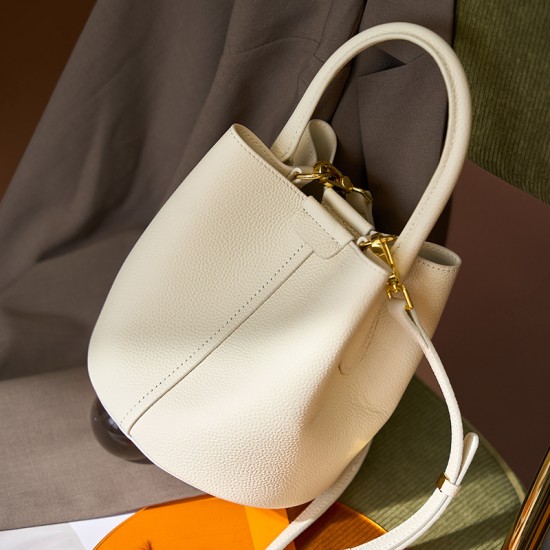 2025 new top-grain cowhide bags, women's crossbody bags, niche summer premium leather bucket bags