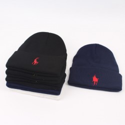 Autumn and winter knitted hats for export, trendy, cold-resistant wool hats, versatile pullover hats for couples, embroidered cold-weather hats.