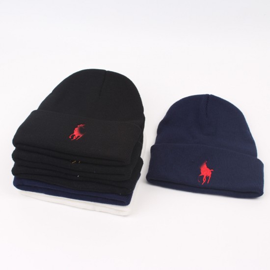 Autumn and winter knitted hats for export, trendy, cold-resistant wool hats, versatile pullover hats for couples, embroidered cold-weather hats.