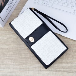 New women's wallet - long style wallet, zipper handbag with patchwork contrasting color large capacity wallet, leather wallet, mobile phone zero wallet