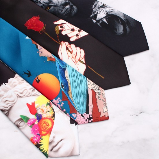 Leier men's personalized tie, European and American rose tie, Korean-style castle statue, casual party tie manufacturer.