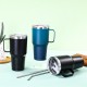 Amazon 304 stainless steel car cup with handle, vacuum double-layer Ice Cup, outdoor car-mounted large-capacity straw cup