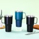 Amazon 304 stainless steel car cup with handle, vacuum double-layer Ice Cup, outdoor car-mounted large-capacity straw cup