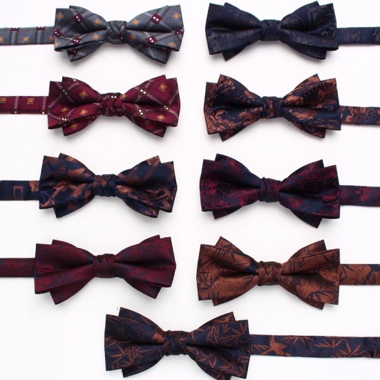 Lei'er cashew flower bow tie, Chinese-style bow tie for formal photography, fashionable maple leaf bow tie accessory manufacturer.