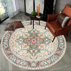Cross-border retro round Persian carpet, stain-resistant, wear-resistant home bedroom bedside rug, coffee table hanging basket mat, balcony floor mat