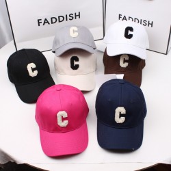 Women's baseball cap, Instagram, Yang Mi's same-style soft-top cap with letter C, versatile casual sun hat, soft-top trendy hat.