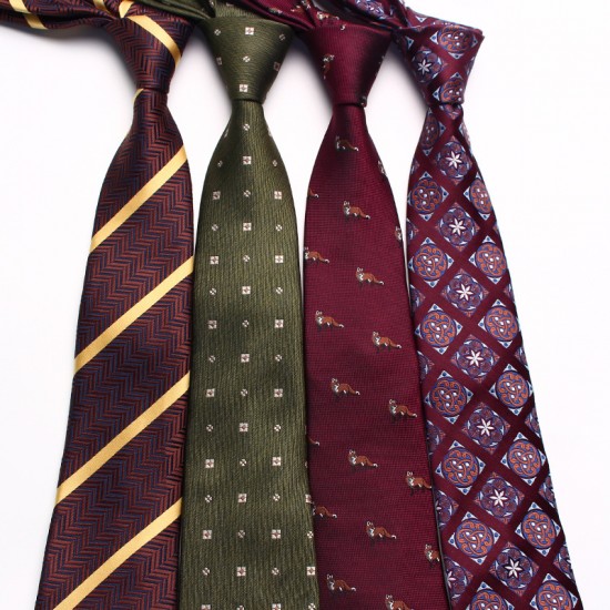 Shengzhou factory wholesale business vintage men's polyester silk, small flower pattern, fashionable ties in multiple colors