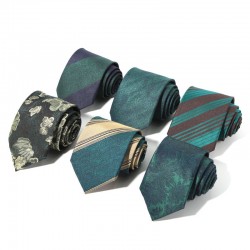Green series diagonal striped ties, men's business fashion, small floral pattern, 8cm polyester tie, ready-to-stock wholesale.