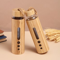 Customized factory-direct bamboo shells, heat-resistant high-borosilicate glass mugs, simple and modern handle lids, wholesale