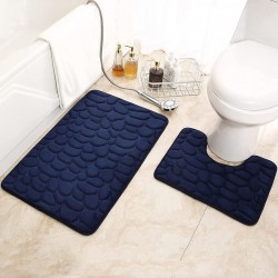 Thick embossed pebble coral fleece floor mats, bathroom floor mats, toilet U Two-piece set of absorbent bathroom floor mats