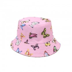 Overseas reversible bucket hats, dome-shaped bucket hats with butterfly prints, versatile sun hats for female students