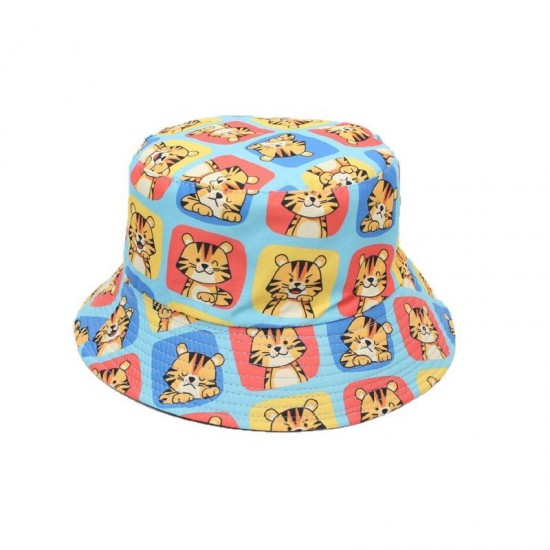 Spring/summer cartoon animal graffiti bucket hat, overseas reversible visor, spring/summer outdoor travel hat