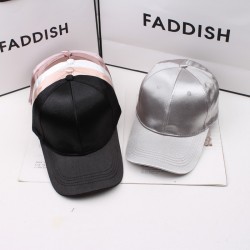Women's summer satin solid color baseball cap, versatile sun protection hat for young men, couple's curved brim hat