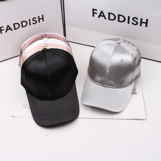 Women's summer satin solid color baseball cap, versatile sun protection hat for young men, couple's curved brim hat